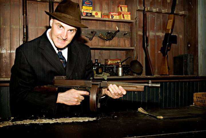 Moose Jaw Tunnels: A Guided Tour 9 Gus in the gun room on the Chicago Connection tour
