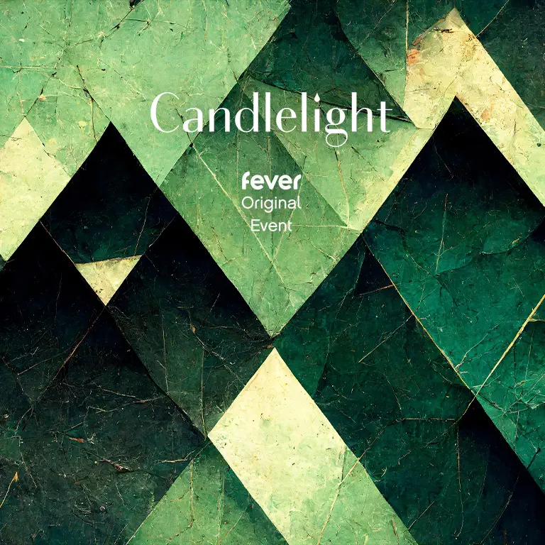 A green geometric pattern image. There is a musical event of Candlelights: The Best of Zeldain Toronto this September.