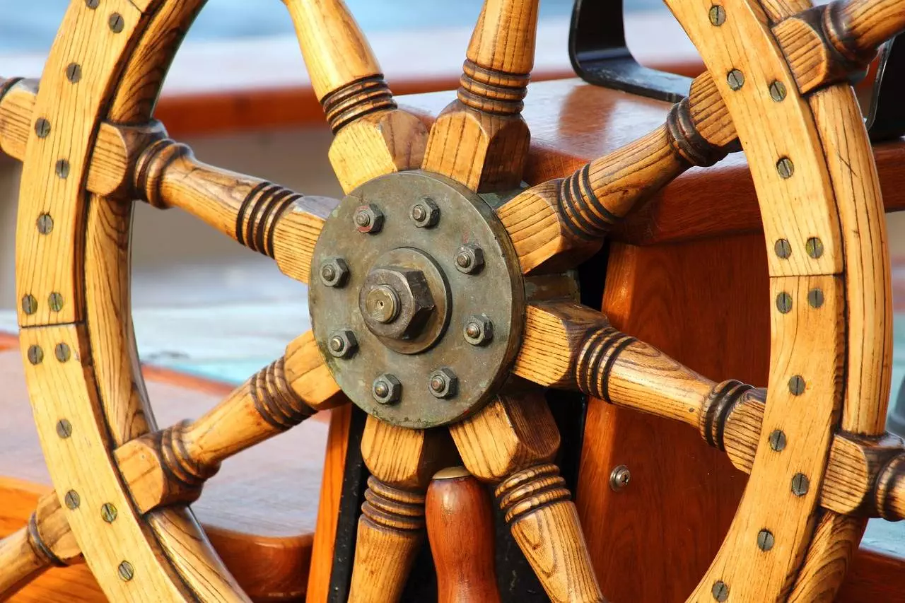 A close-up of a wooden wheel, a highlight from the Vancouver Maritime Museum.