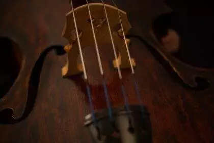 Close-up of a violin. A musical event of Candlelight