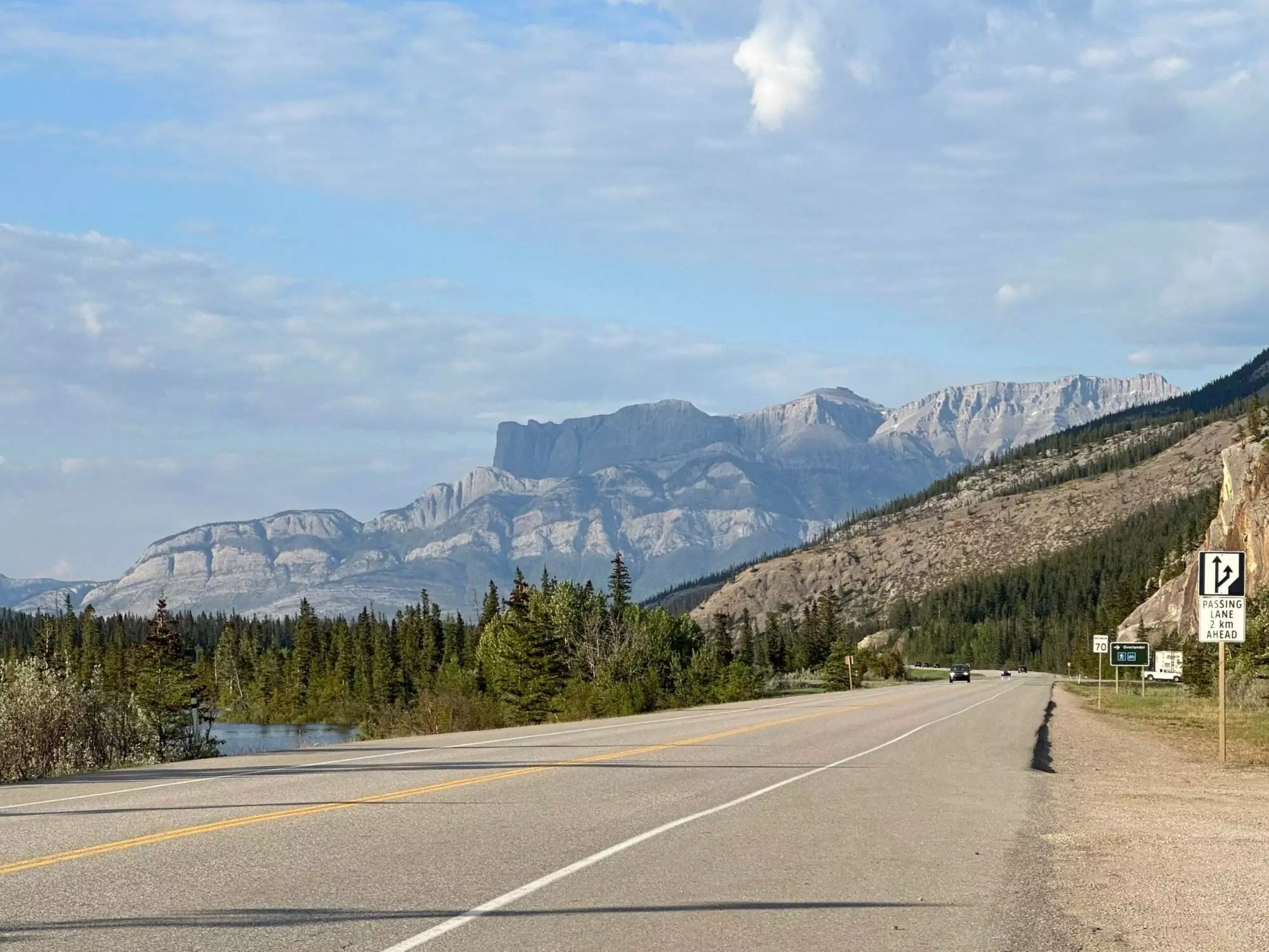 A road beside the mountains in the Banff National Park